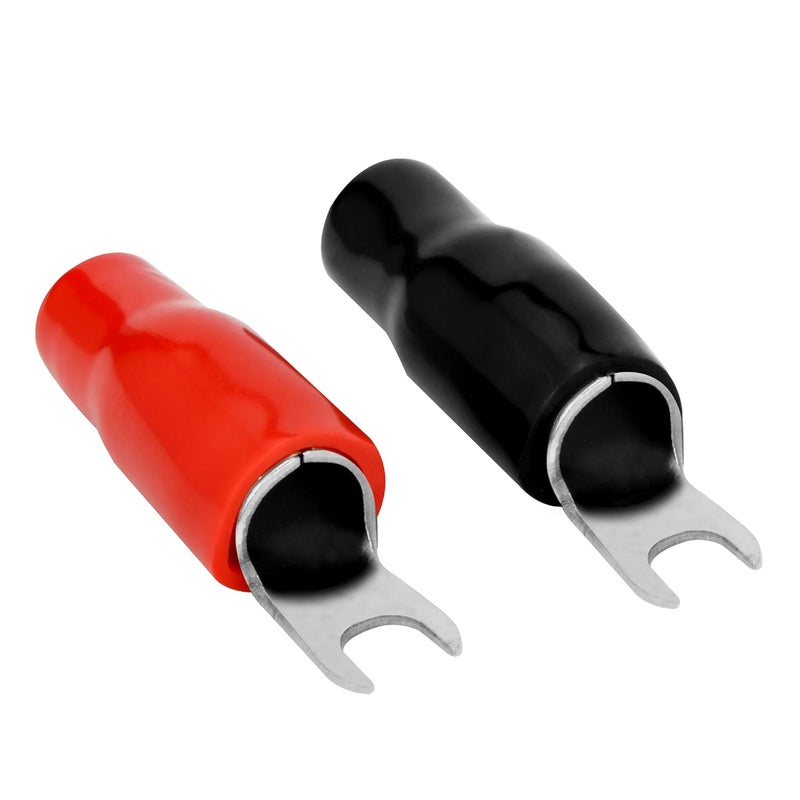 Conext Link 20pcs Barrier Spade Fork Terminal Connector 4 GA AWG Gauge Crimp Red Black Boot （16554） - Image 1