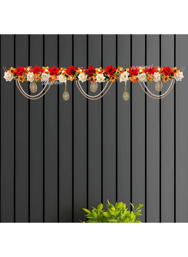 Virushka Handicraft Rose & Pearl Door Toran For Home Decoration And Office Decor|Door Hanging For Door Decoration, Thoranam/Thorans For Main Entrance Door, Latest Bandarwal For Home Door | - 38 Inch - Image 5