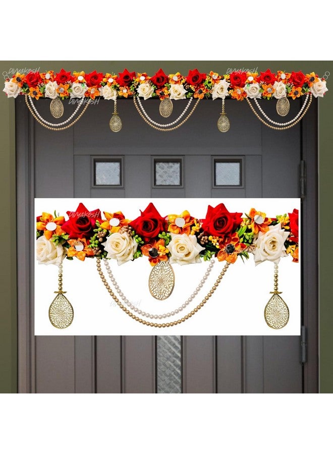 Virushka Handicraft Rose & Pearl Door Toran For Home Decoration And Office Decor|Door Hanging For Door Decoration, Thoranam/Thorans For Main Entrance Door, Latest Bandarwal For Home Door | - 38 Inch - Image 1