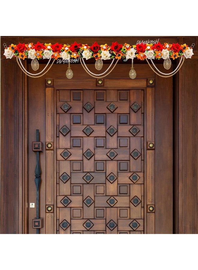 Virushka Handicraft Rose & Pearl Door Toran For Home Decoration And Office Decor|Door Hanging For Door Decoration, Thoranam/Thorans For Main Entrance Door, Latest Bandarwal For Home Door | - 38 Inch - Image 2