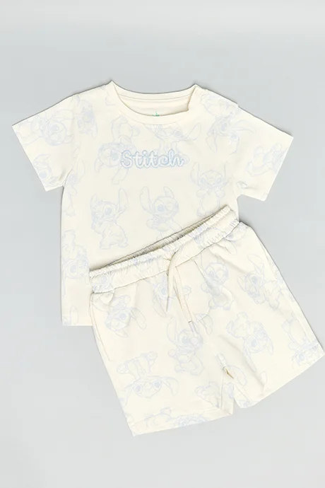 R&B Stitch Printed T-Shirt & Shorts Set