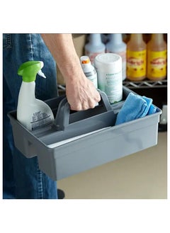 VINSTAR Cleaning Caddy with Handle- Cleaning Products Organiser, Handy Kitchen Cleaning Tool Box and Cleaners Carry Tray Basket - Large 15 * 13 * 4.5 inch High (Grey)  - Image 3