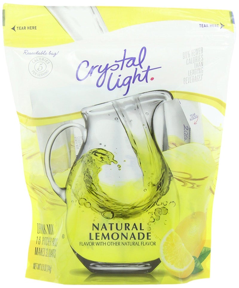 Crystal Light Sugar-Free Lemonade Naturally Flavored Powdered Drink Mix 16 Count Pitcher Packets - Image 2