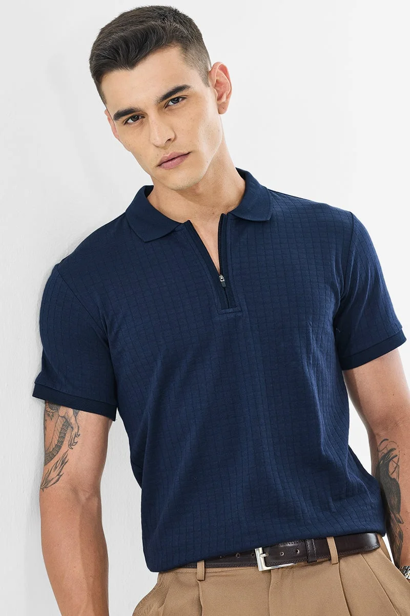 سنيتش تي شيرت بولو قطن % بقصة عادية بسحاب