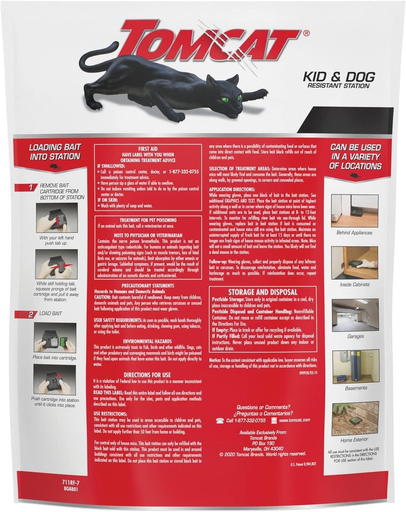 TOMCAT Mouse Killer, Child and Dog Resistant Refillable Station — Weather-Resistant Indoor/Outdoor Bait Station with Clear Monitoring Lid, 1 Station and 16 Bait Blocks - Image 2