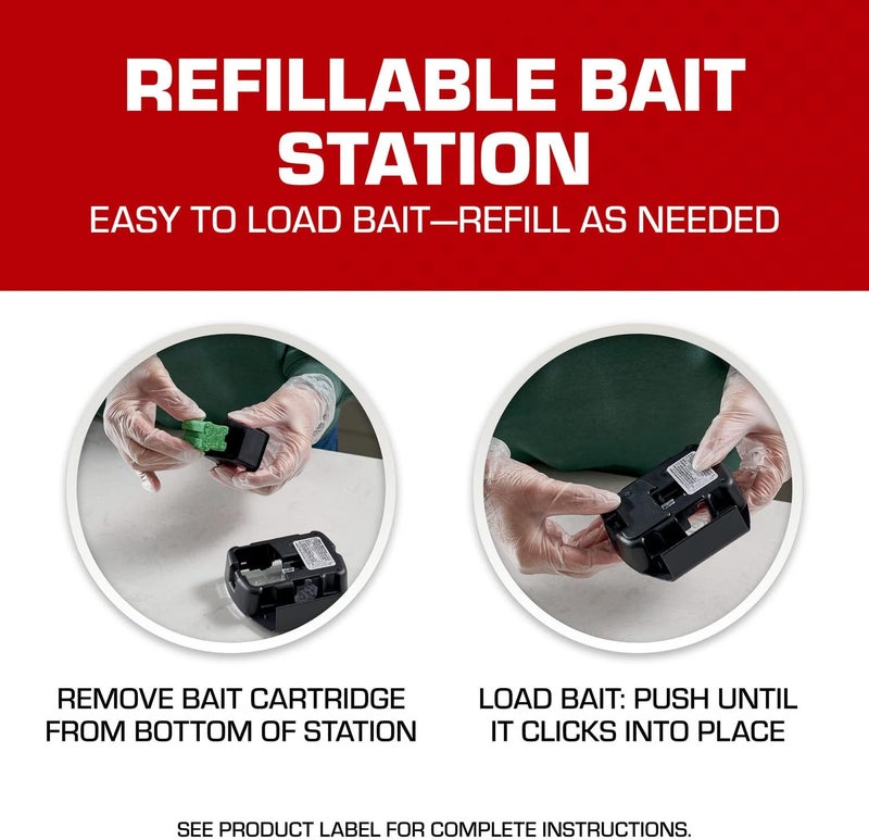 TOMCAT Mouse Killer, Child and Dog Resistant Refillable Station — Weather-Resistant Indoor/Outdoor Bait Station with Clear Monitoring Lid, 1 Station and 16 Bait Blocks - Image 5