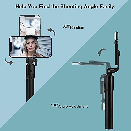 MMAK MAK Selfie Stick with Tripod Stand, 3 in 1 Multifunctional Design, Rechargable LED Light with Two Brighness Levels for Make up, Selfie, Vlogging & Photo Shoot, Selfie Stick with Bluetooth Remote - Image 3