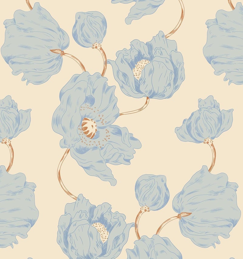 GloryTik Floral Wallpaper Peel and Stick Vintage Contact Paper Beige Self Adhesive Removable Waterproof Wall Paper for Bedroom Bathroom Cabinets Home Walls Decoration Vinyl Roll 1614 X 787