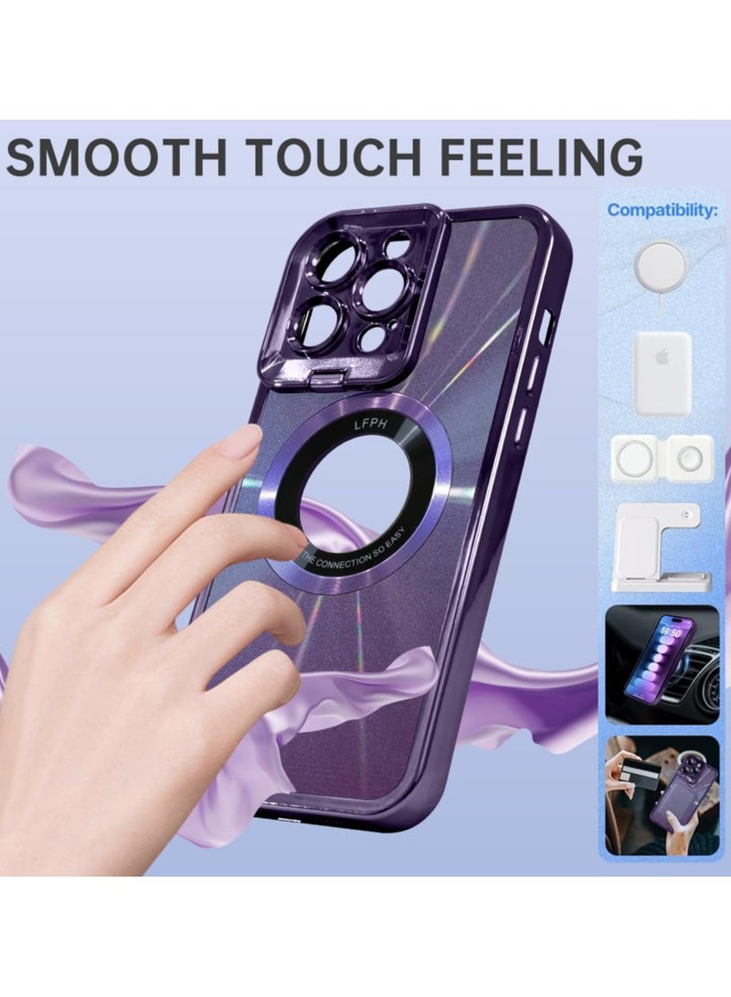 SOLARAE حافظة آيفون 15 برو ماكس مع حامل كاميرا، [متوافقة مع ماغسيف] [حامل حلقة كاميرا مدمج]، حماية من الدرجة العسكرية، حافظة مغناطيسية لآيفون 15 برو ماكس 6.7" 2023، بنفسجي - Image 4