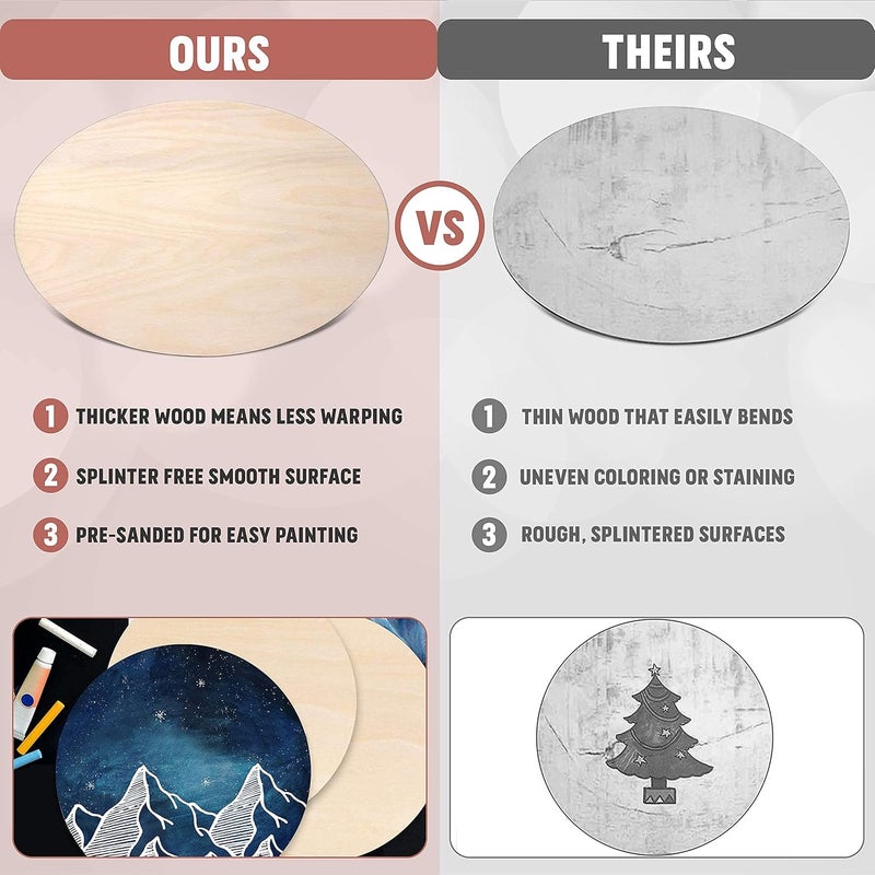 BPA Unfinished Round Wood Circles for Crafts - Thick Round Wooden Discs for Crafts DIY Projects, 5 Pieces, 12 Inch - Image 3