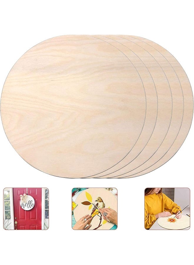 BPA Unfinished Round Wood Circles for Crafts - Thick Round Wooden Discs for Crafts DIY Projects, 5 Pieces, 12 Inch - Image 1