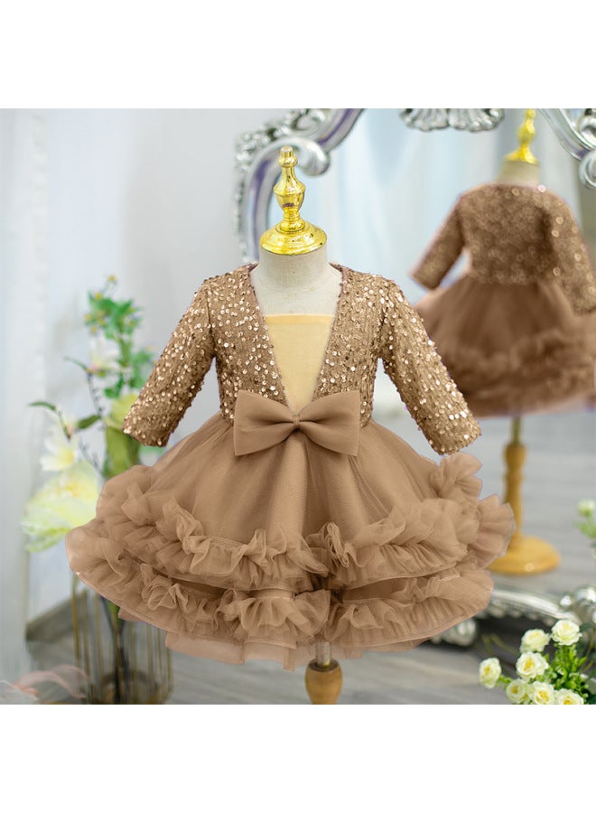 Foreign-style Girl Princess Dress Baby Girl's Birthday Puffy Dress Flower Girl Dress Host Model Catwalk Costume