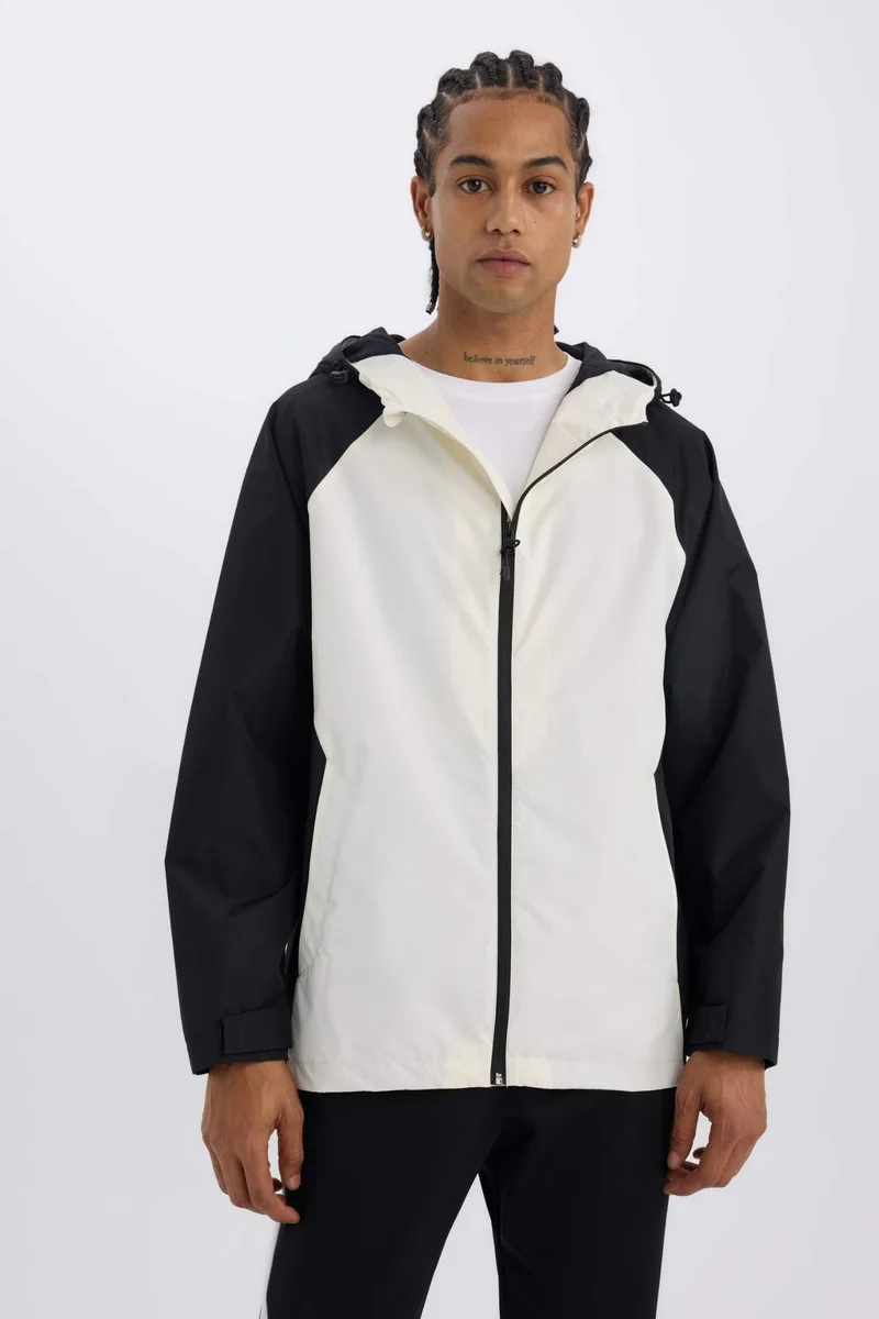 Defacto  DeFactoFit Regular Fit Hooded Zippered Waterproof Jacket for Men | Best Price UAE
