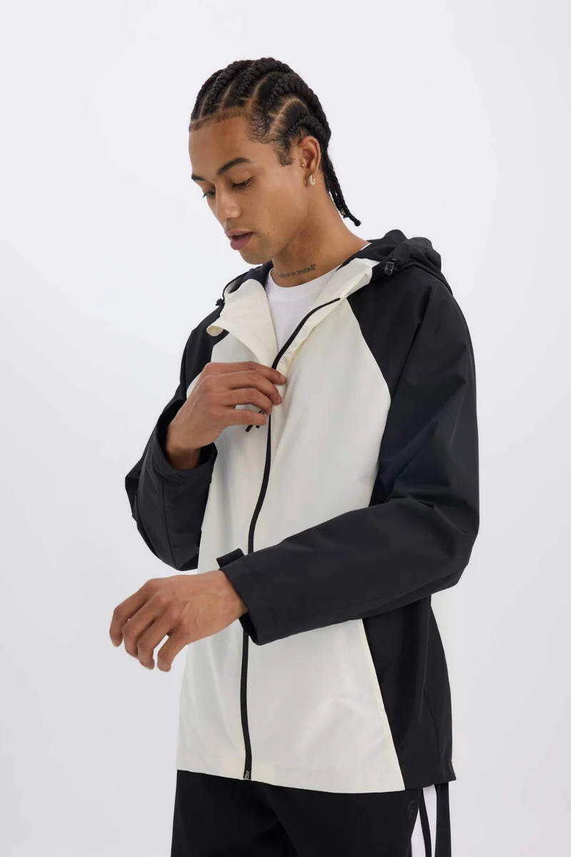 Defacto  DeFactoFit Regular Fit Hooded Zippered Waterproof Jacket for Men | Best Price UAE