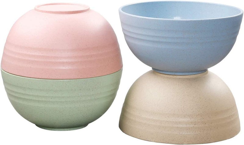HAPYSA Unbreakable Wheat Straw Bowls, Cereal Bowls, Dishwasher & Microwave Safe Bowl Set with Sponge - Lightweigh for Cereal, Soup (Multicolor) - Image 3