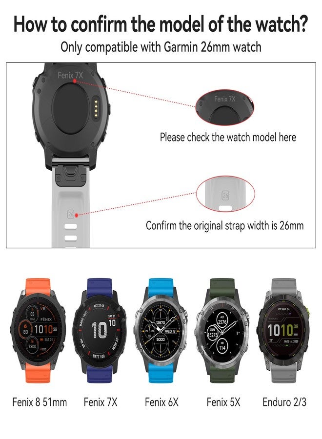 ISABAKE Watch Band for Garmin Fenix 7X/Fenix 6X/Fenix 5X, 26mm QuickFit Silicone Wristband for Fenix 8 51mm/Enduro 2/3 - Image 3