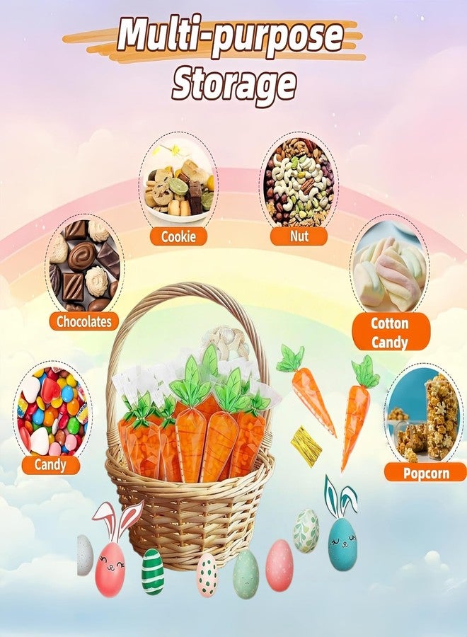 FERENLI 100 Pcs 7.87x13 inch Cute Carrot Cellophane Treat Bags with Gold Twist Ties Easter Cone Shaped Goodie Bags for Candy Popcorn Snack Birthday Easter Party Favors Supplies - Image 4