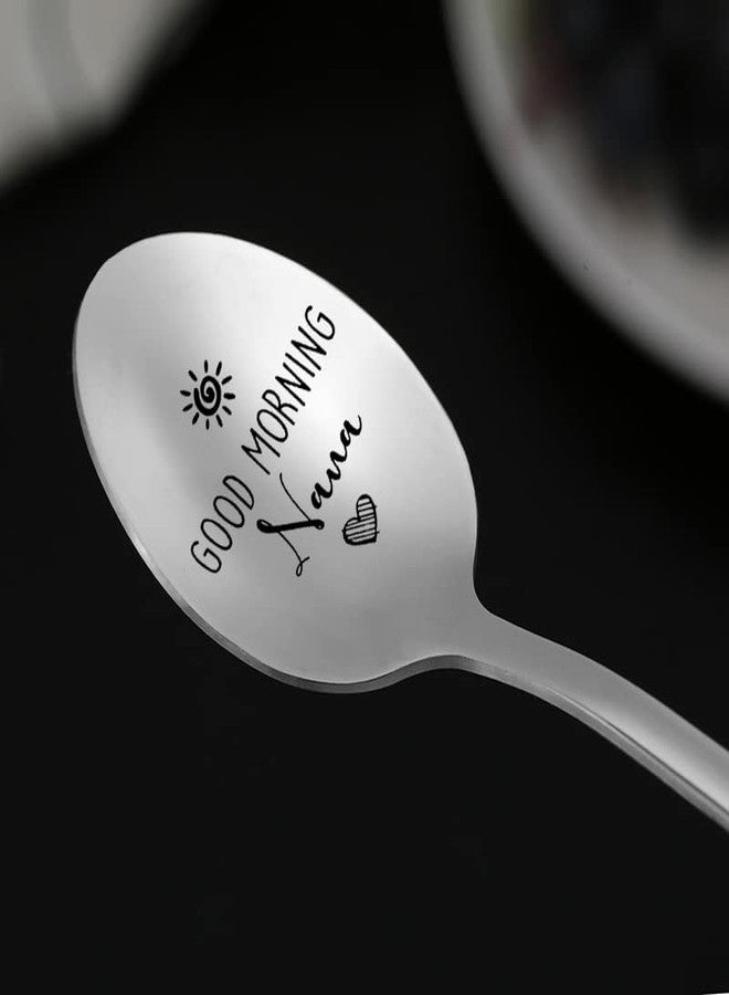 Kefley Mothers Day Birthday Gifts for Grandma Good Morning Nana Spoon for Nanny Granny Engraved Soup Coffee Spoon Teaspoons for Nannie Nana Christmas Gift from Granddaughter Grandson Grandchildren - Image 5