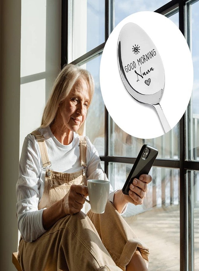 Kefley Mothers Day Birthday Gifts for Grandma Good Morning Nana Spoon for Nanny Granny Engraved Soup Coffee Spoon Teaspoons for Nannie Nana Christmas Gift from Granddaughter Grandson Grandchildren - Image 4