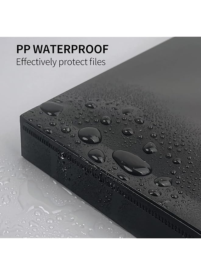 إيروريكس مجموعة من 12 مجلد مستندات مع قفل خيطي، محافظ بلاستيكية A4، مجلدات بلاستيكية، مجلد مظروف A4، غلاف مستند، خطاب للمكتب والمدرسة والمنزل، أسود - Image 4