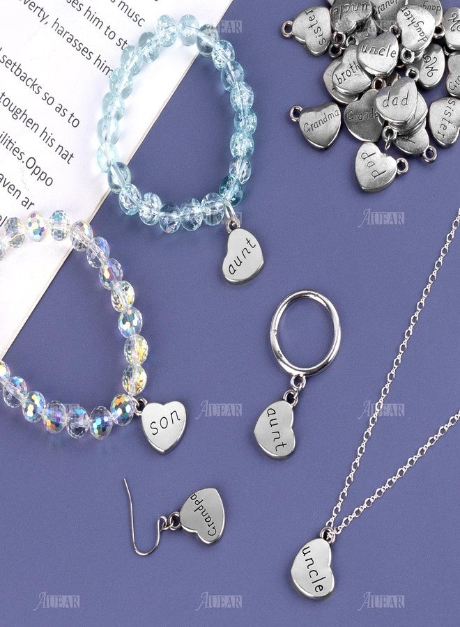 AUEAR, 30 Pack Family Charms Bulk Heart Shaped Pendant Loose Beads for Jewelry Making Wine Decoration - Image 4