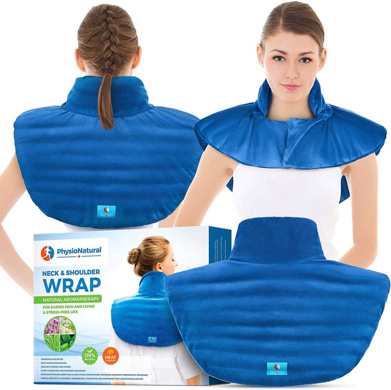 PhysioNatural Microwavable Large Neck and Shoulder Wrap â€“ Instant Relief for Muscle Pain, Tension and Stress, Stiffness, Arthritis, Migraines, and Headaches â€“ Natural Therapy with Deep Heat and Herbal Aromatherapy - Image 1