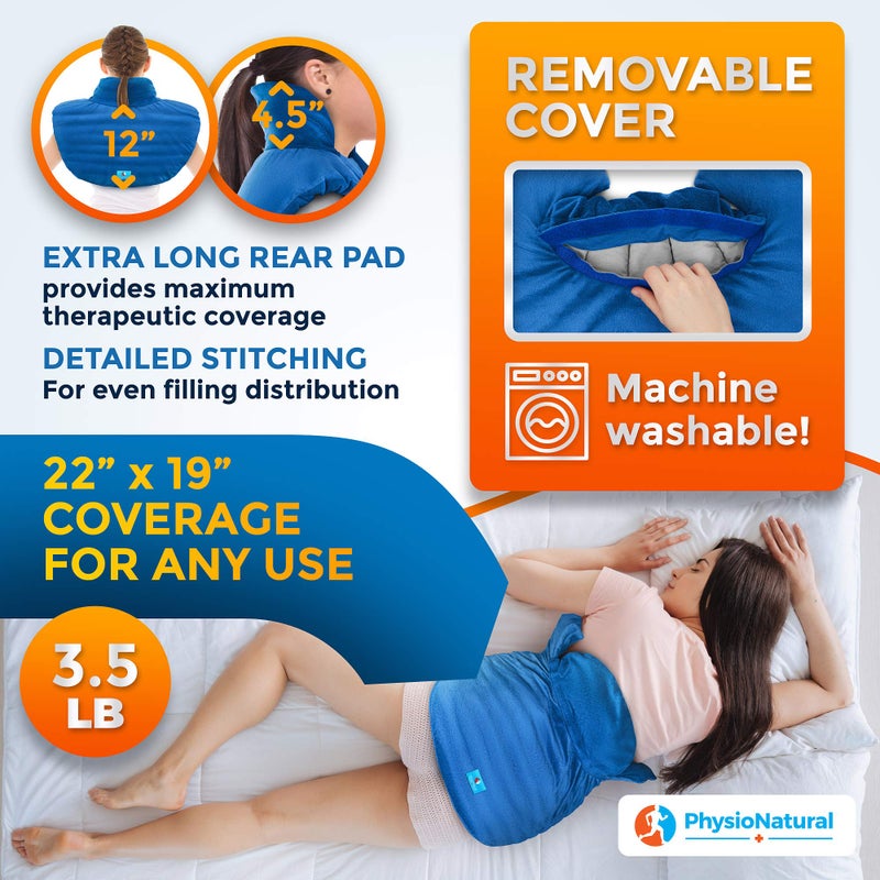 PhysioNatural Microwavable Large Neck and Shoulder Wrap â€“ Instant Relief for Muscle Pain, Tension and Stress, Stiffness, Arthritis, Migraines, and Headaches â€“ Natural Therapy with Deep Heat and Herbal Aromatherapy - Image 4