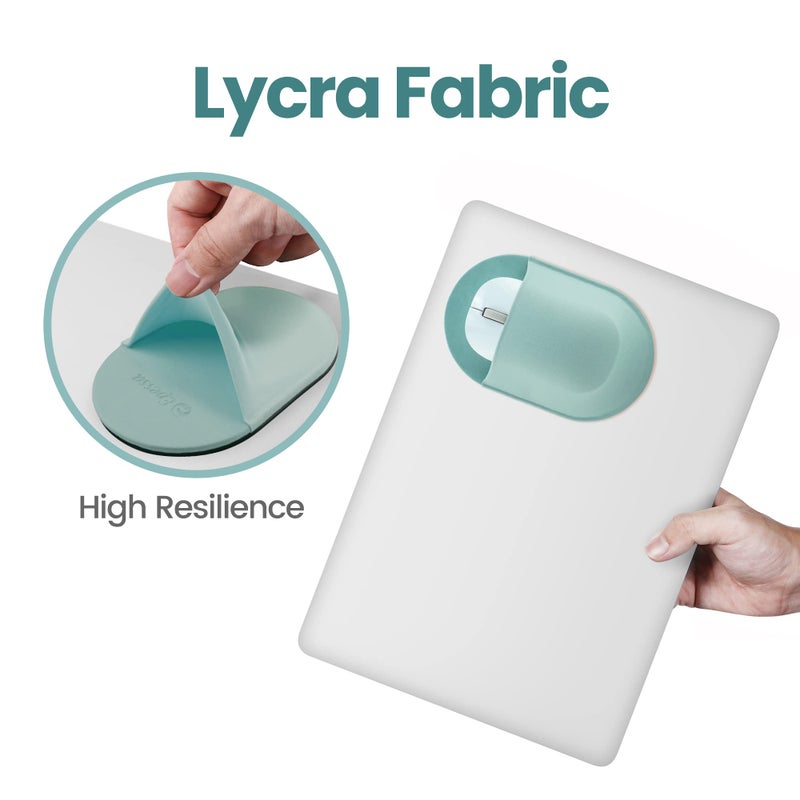Epessa Universal Stick-On Mouse Pouch, Holder for Wireless Mouse, Sleeve for Laptop, Reusable Adhesive, No Glue Residue, Compatible with iPad or MacBook (Green) - Image 2