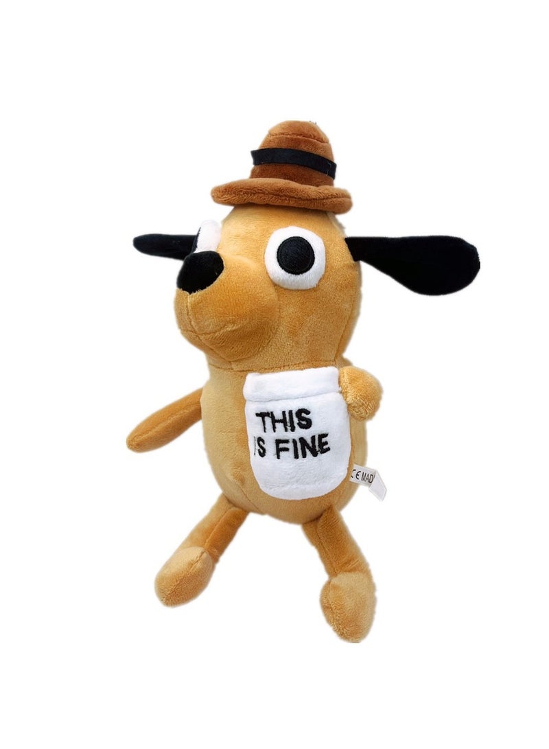 عام لعبة This is Fine Dog القطيفة، دمية كلب يشرب القهوة محشوة بحجم 21 سم، هدية للأطفال. - Image 3