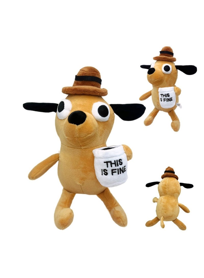 عام لعبة This is Fine Dog القطيفة، دمية كلب يشرب القهوة محشوة بحجم 21 سم، هدية للأطفال. - Image 4