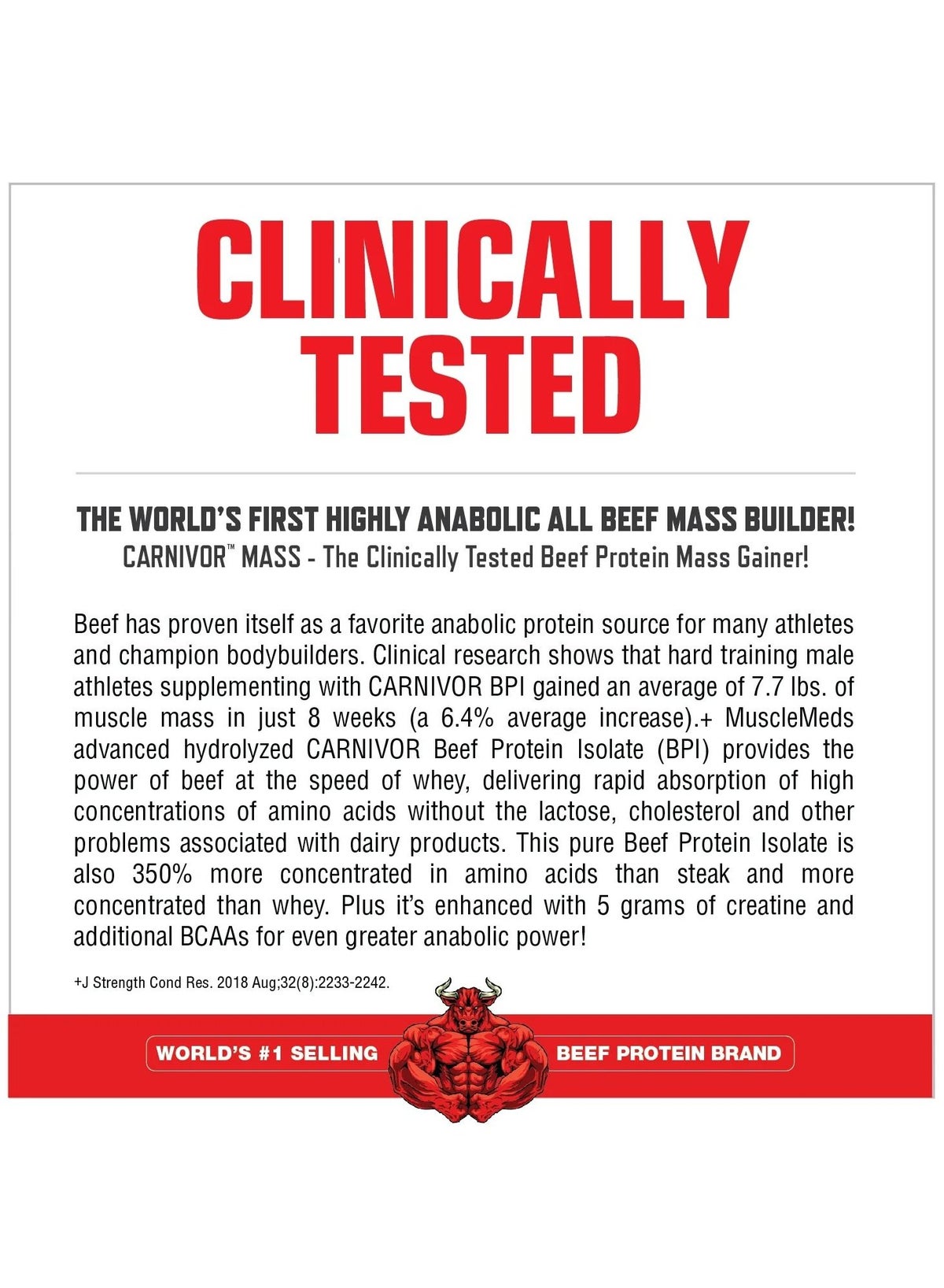 Carnivor Mass Anabolic Beef Protein Gainer Chocolate Fudge Flavor 25 Servings Pkaging May Vary