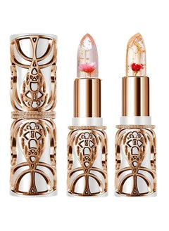 Color Changing Lipstick 2Pcs Korean Lip Balm Clear Lipstick With Flower Inside Moisturizing Jelly Lipstick Color Changing Lip Balmbeauty Gift Set For Women Girls(Red Rose & Pink Rose)