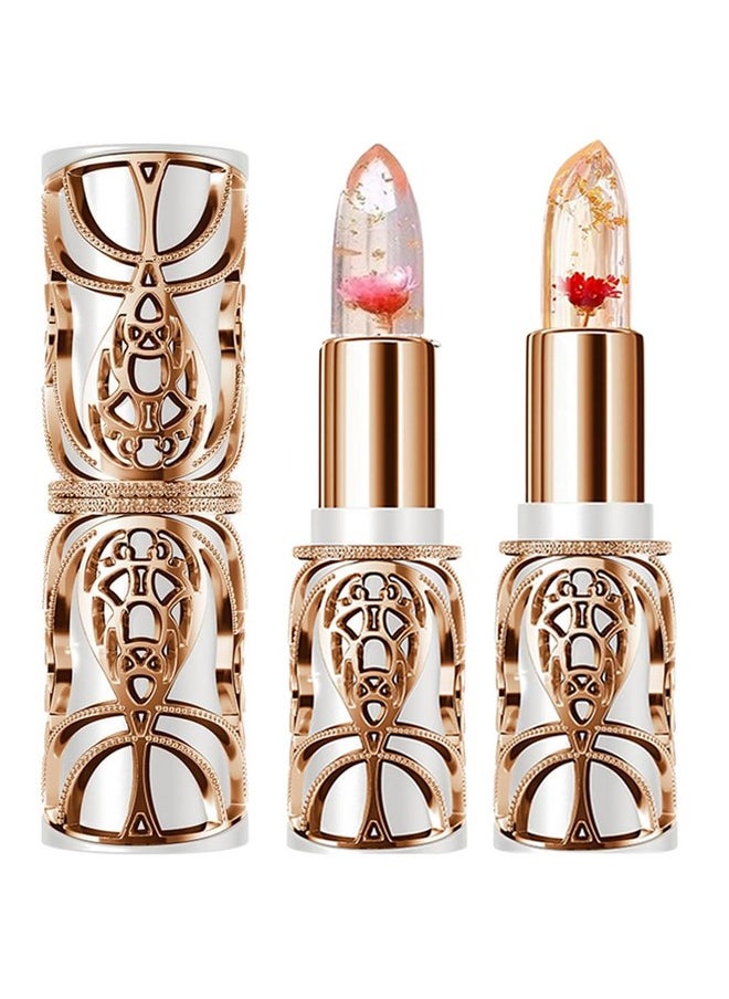 Rosarden - Color Changing Lipstick 2Pcs Korean Lip Balm Clear Lipstick With Flower Inside Moisturizing Jelly Lipstick Color Changing Lip Balmbeauty Gift Set For Women Girls(Red Rose & Pink Rose) - Image 1
