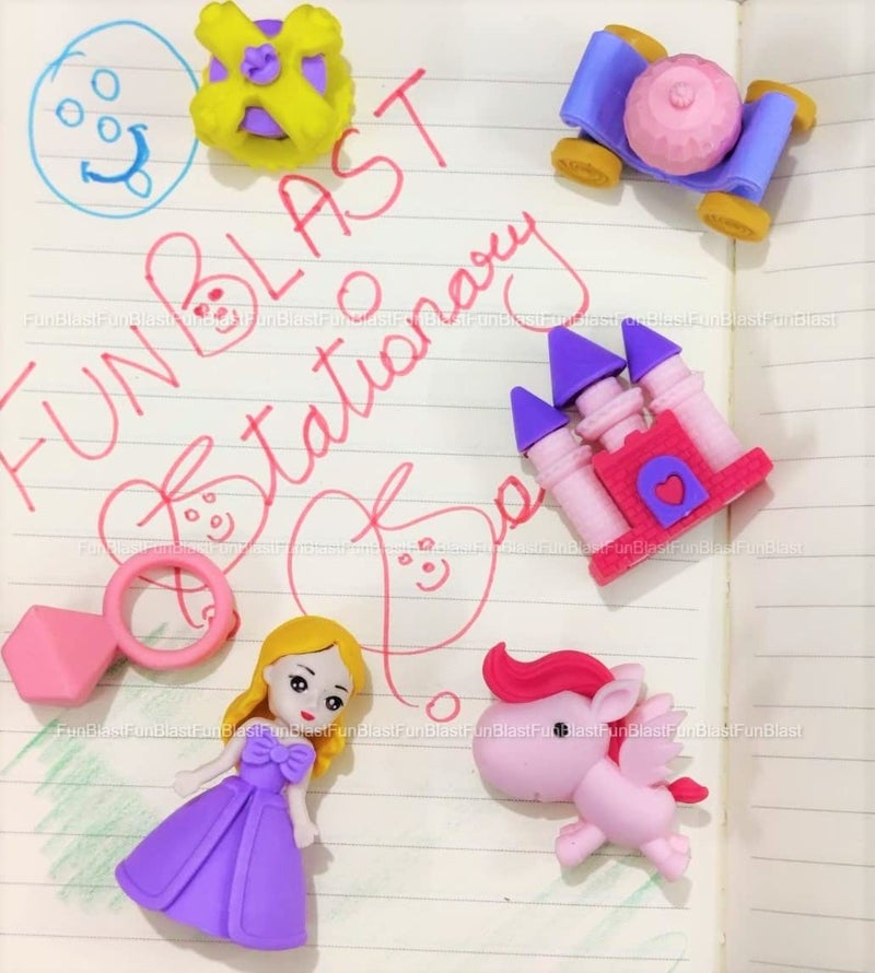 FunBlast Eraser for Kids – Fairy-Tale Palace & Unicorn Theme Erasers Set for Girls, Eraser Set for Return Gift, Stationary Kit for Kids, Rubber for Kid (12 Pcs) - Image 2