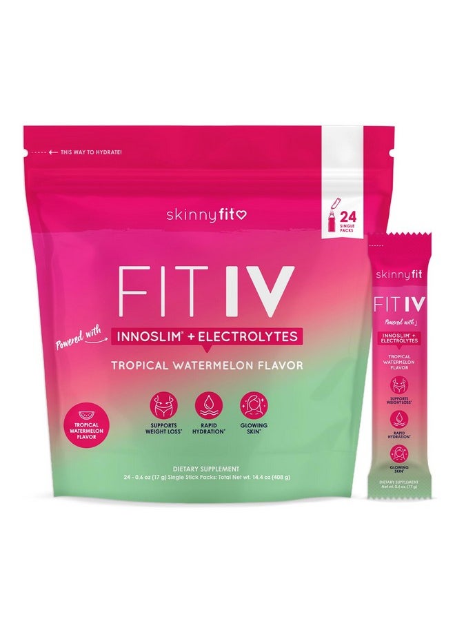 SkinnyFit SkinnyFit FIT IV Hydrating Electrolytes Plus Weight Managing Innoslim, Vitamin B12 & Vitamin C, Rapid Hydration, Healthy Aging, 24 Servings  - Image 1