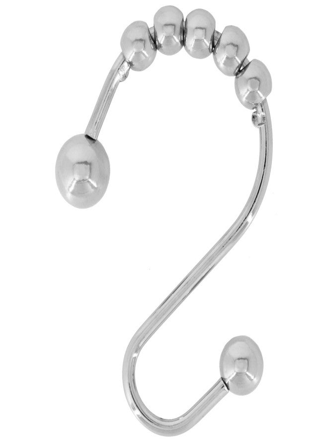 qinnsou Shower Curtain Rings Hooks, 12 Pack Rust Resistant Shower Curtain Hooks for Bathroom Shower Rod Curtains, S Shape Hooks Hangers for Hanging Kitchen Utensils Clothes Towels (Polished Chrome) - Image 1