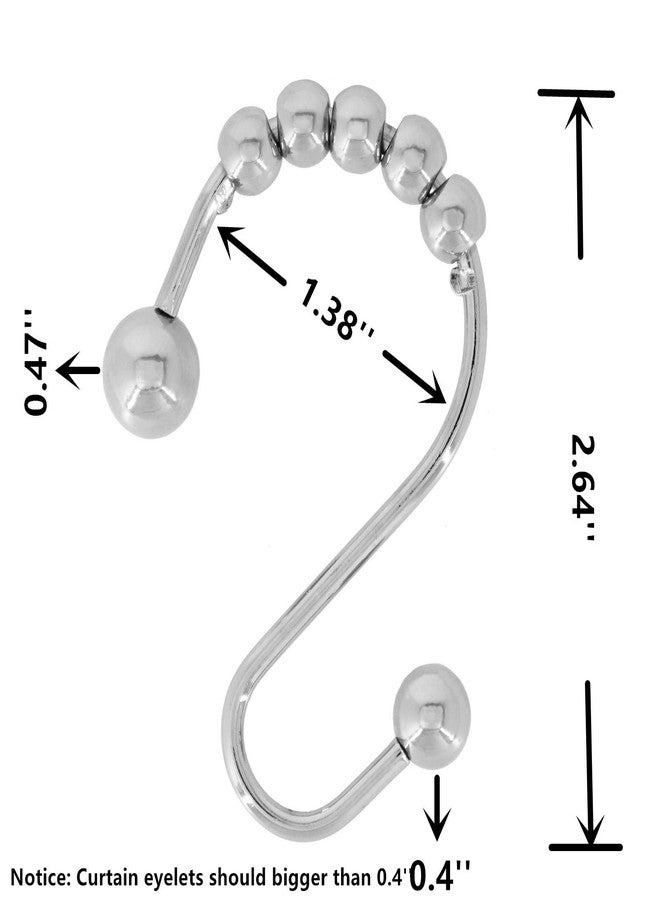 qinnsou Shower Curtain Rings Hooks, 12 Pack Rust Resistant Shower Curtain Hooks for Bathroom Shower Rod Curtains, S Shape Hooks Hangers for Hanging Kitchen Utensils Clothes Towels (Polished Chrome) - Image 2