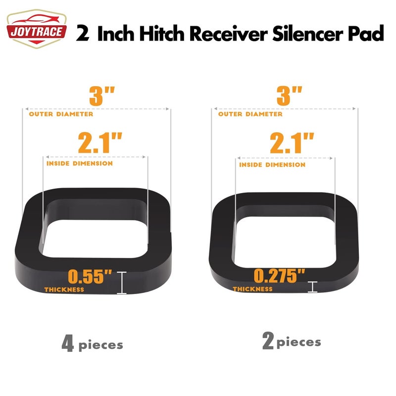 joytrace 6 Pack - Multiple Size Combinationï¼Œ2 Inch Hitch Receiver Silencer Pad - Compatible with Most 2 Inch Trailer Hitch Receiver - Image 4