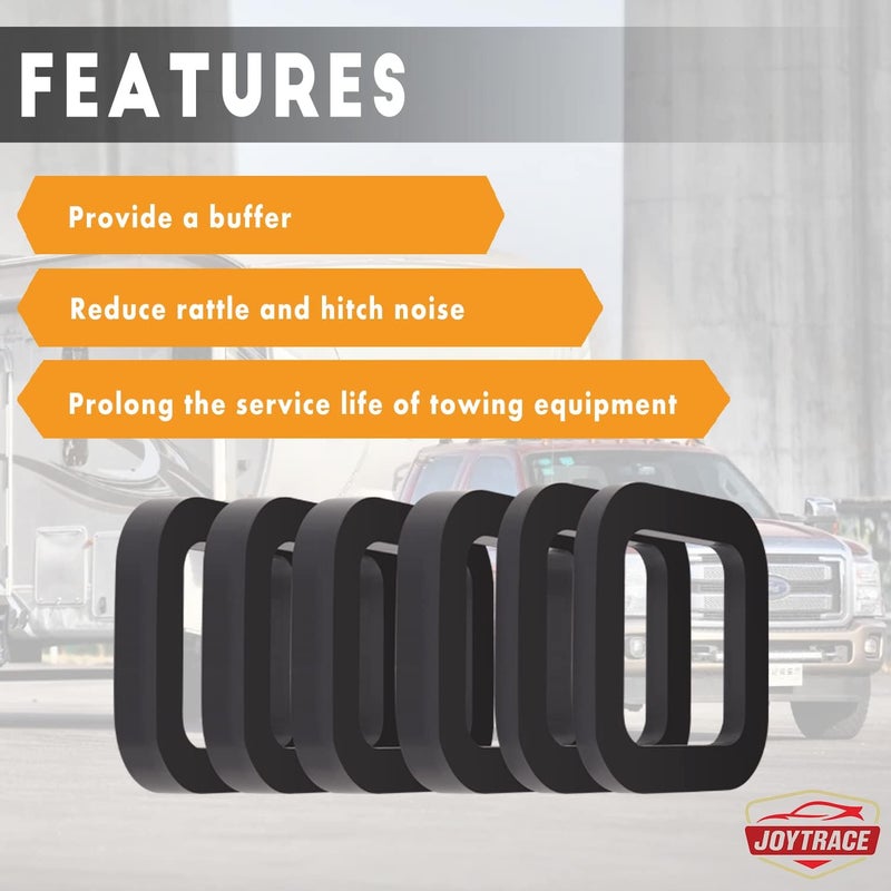 joytrace 6 Pack - Multiple Size Combinationï¼Œ2 Inch Hitch Receiver Silencer Pad - Compatible with Most 2 Inch Trailer Hitch Receiver - Image 5
