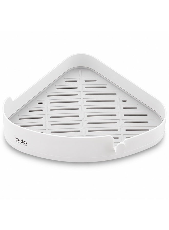 bdo Wall Mounted Triangle Shelf, Corner Shelves for Bathrooms, Kitchen, Bedrooms, Shower Corner Caddy Organizer for Bathroom, Storage Holder for Bathtub and Accessories, White - Image 1