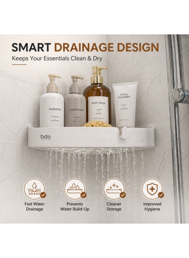 bdo Wall Mounted Triangle Shelf, Corner Shelves for Bathrooms, Kitchen, Bedrooms, Shower Corner Caddy Organizer for Bathroom, Storage Holder for Bathtub and Accessories, White - Image 4