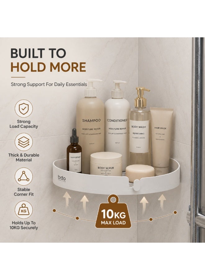 bdo Wall Mounted Triangle Shelf, Corner Shelves for Bathrooms, Kitchen, Bedrooms, Shower Corner Caddy Organizer for Bathroom, Storage Holder for Bathtub and Accessories, White - Image 5