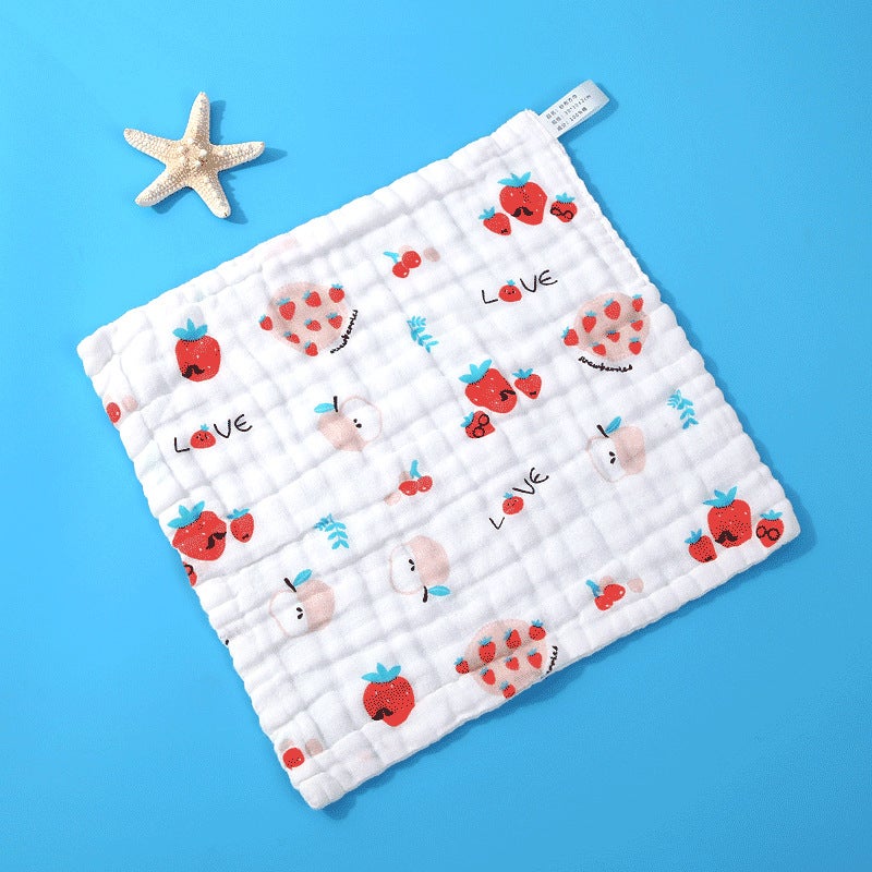 Six-Layer Pure Cotton Baby Washcloths Soft High-Density Small strawberry] 