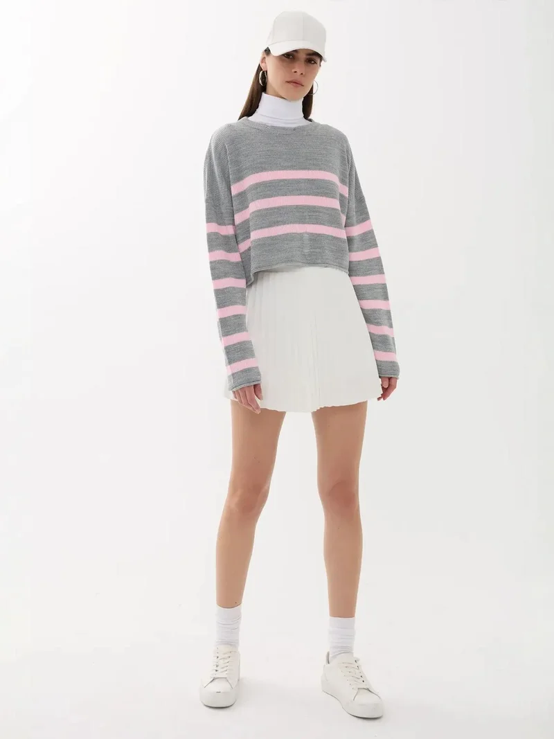 HICCUP Striped Crew Neck Sweater