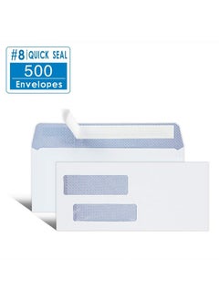 Ohuhu 500 Pack # 8 Double Window Envelope Self Seal Adhesive Tinted Security Envelopes Quickbooks Check, Business Check, Documents Secure Mailing, 3 5/8" X 8 11/16", White Envelope  - Image 2