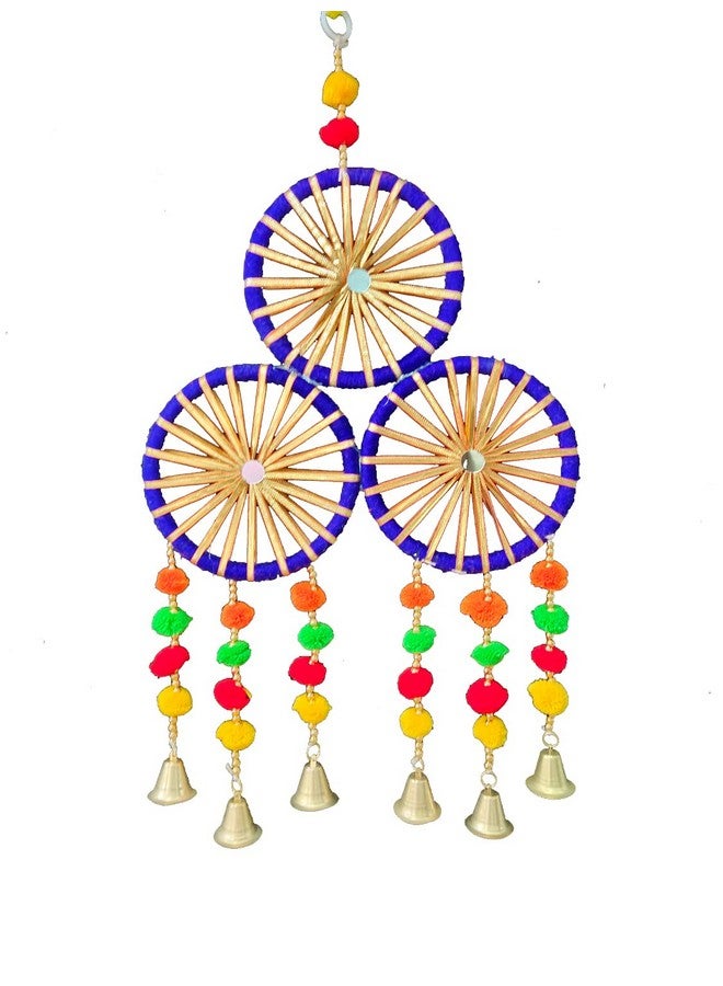 3A Featuretail Handcrafted Decorative Colourful Wall/Door/Window Hanging Bells, Festive or Wedding Hanging Decorative Items (3 in 1 Wheel Bell, Set of 6) - Image 3