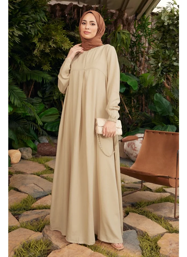 نيوايز 6482-TENSEL Piece Dye Dress Beige