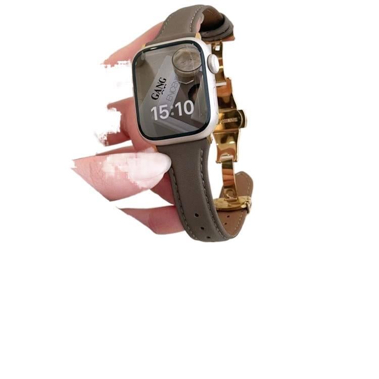 AD Pink Classic Leather Strap Smartwatch Band Compatible with Apple Watch Ultra with Adjustable Fit Replacement Strap for Daily Wear - Image 4