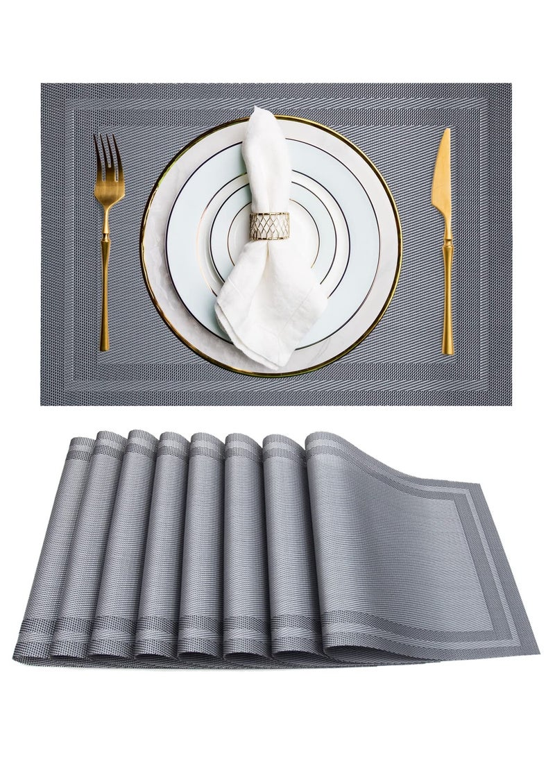 طقم شواء من 6 مفارش ، طاولة طعام معزولة بالفينيل غير قابلة للانزلاق 45x30 سم (رمادي) (رمادي) - Image 1