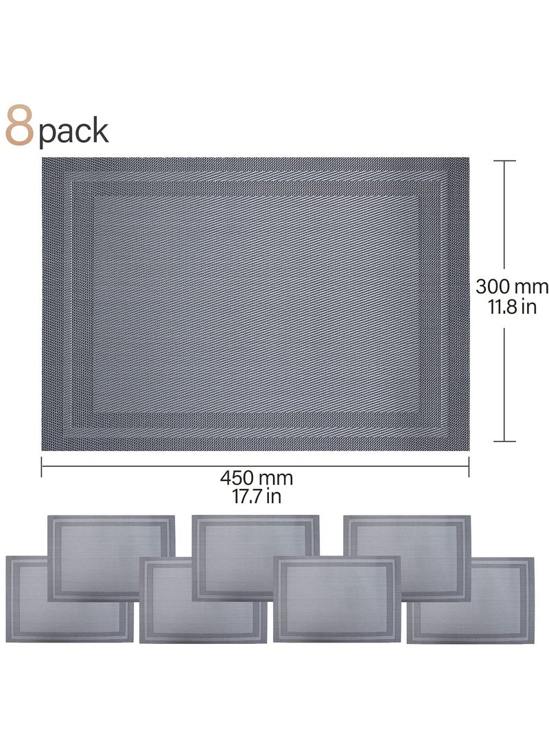 طقم شواء من 6 مفارش ، طاولة طعام معزولة بالفينيل غير قابلة للانزلاق 45x30 سم (رمادي) (رمادي) - Image 3
